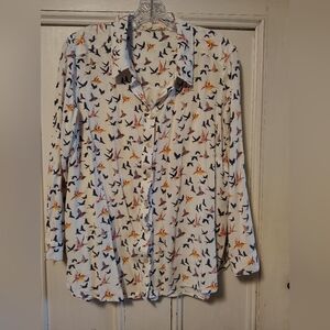 Jane and Delancey Bird Print Shirt Size 1X